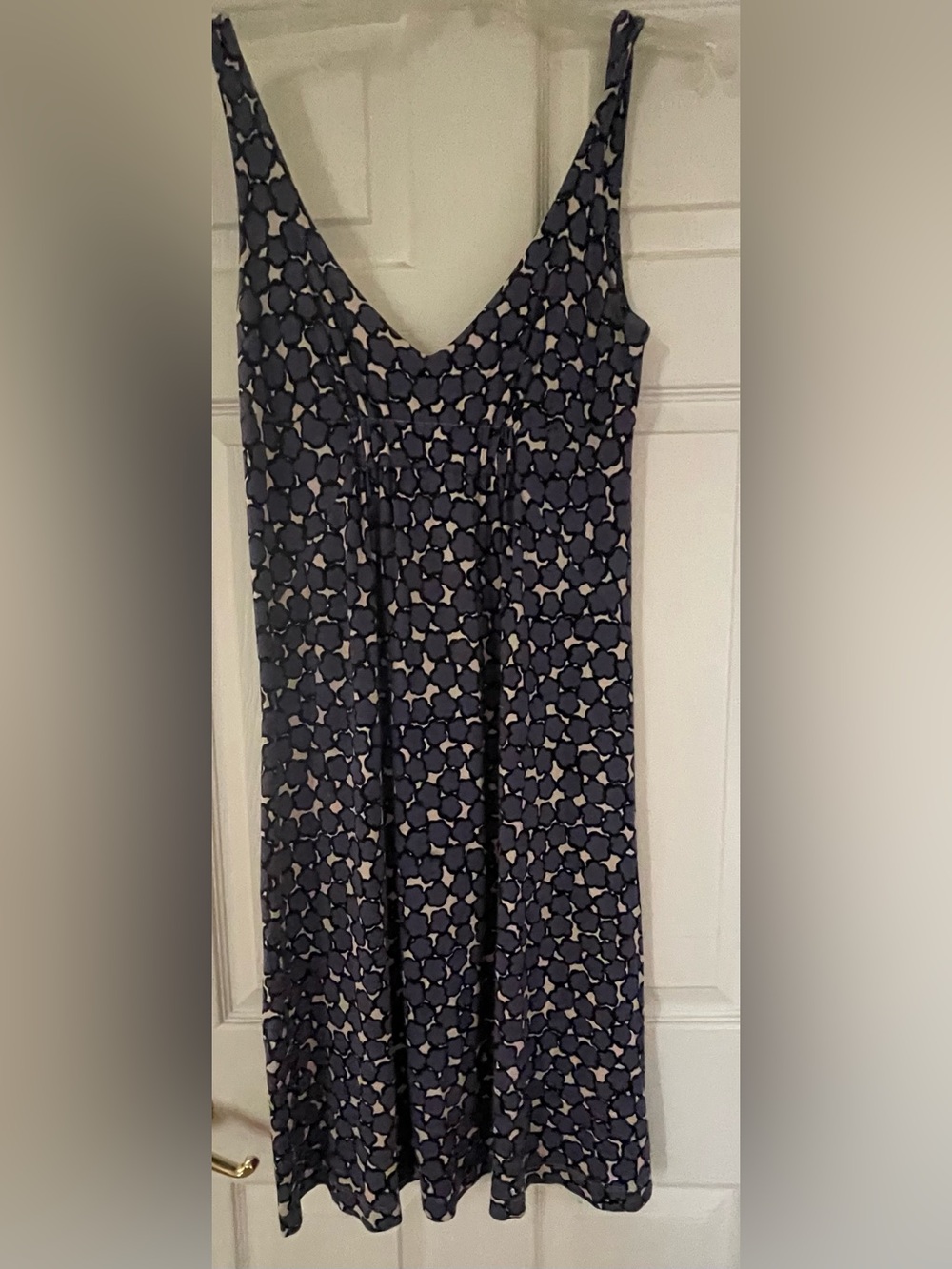 CAbi Periwinkle and Cream Patterned Dress